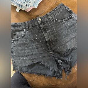 Zara Studded Denim Shorts